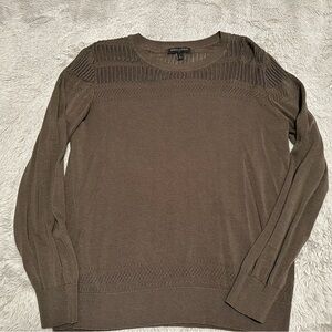 Banana Republic Brown Crewneck Openwork Knit Sweater